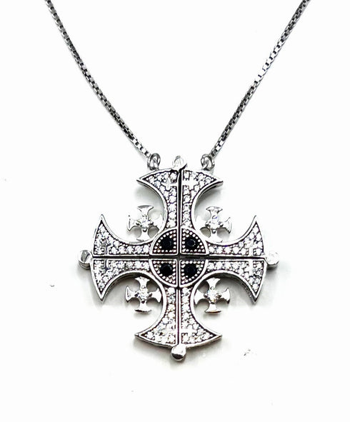 Sterling Classic Jerusalem Cross Opening Magnetic Necklace